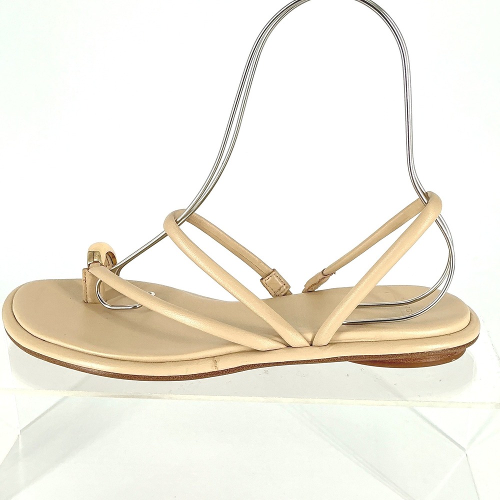 Vince Size 8.5 Beige Leather Strappy Toe Ring Flat Sandals Gold NEW Lucila $275 - Picture 5 of 12